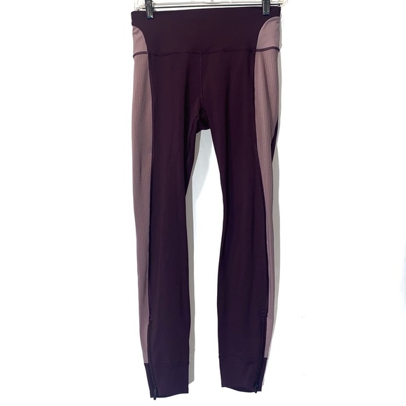 Athleta Allyson Felix Legend Mesh 7/8 Tights Yoga Colorblock Purple Size Small - Picture 2 of 10